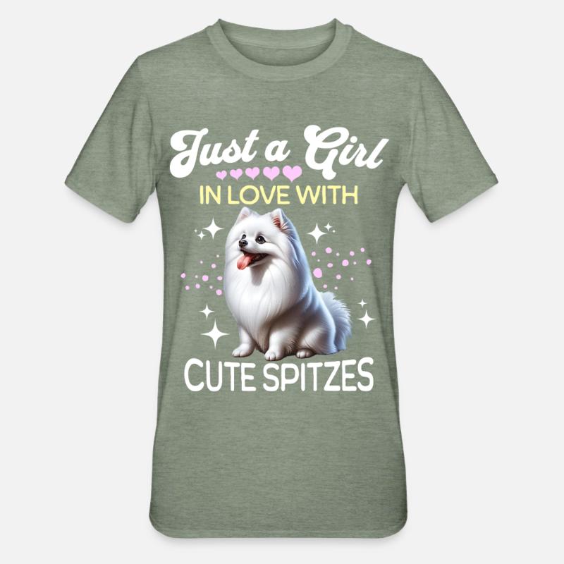 Spitz Zwergspitz Mädchen - Unisex Polycotton T-Shirt - Militärgrün meliert