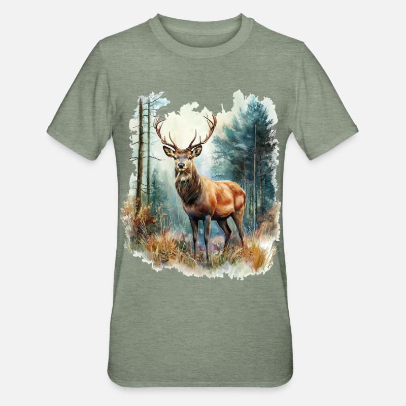 Deer Roe Deer - Unisex Polycotton T-Shirt - heather military green