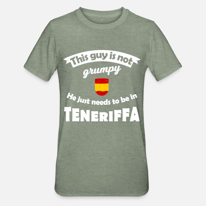 Pas grognon à Tenerife - T-shirt polycoton Unisexe - vert kaki chiné