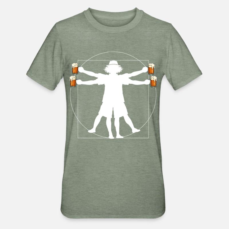 Malle Bier Mann - Unisex Polycotton T-Shirt - Militärgrün meliert