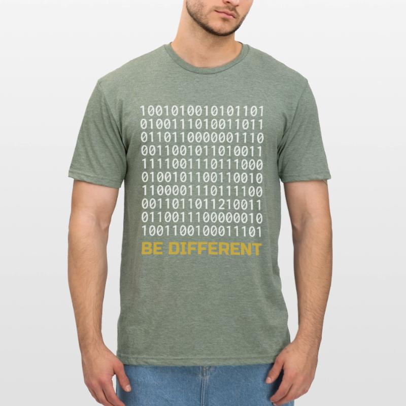 Be Different: Binary Pattern with Message Unisex Polycotton T-Shirt