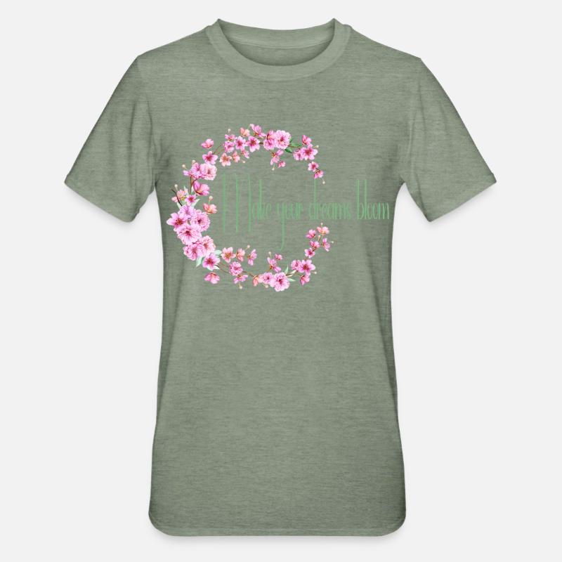 Make your dream bloom - T-shirt polycoton Unisexe - vert kaki chiné