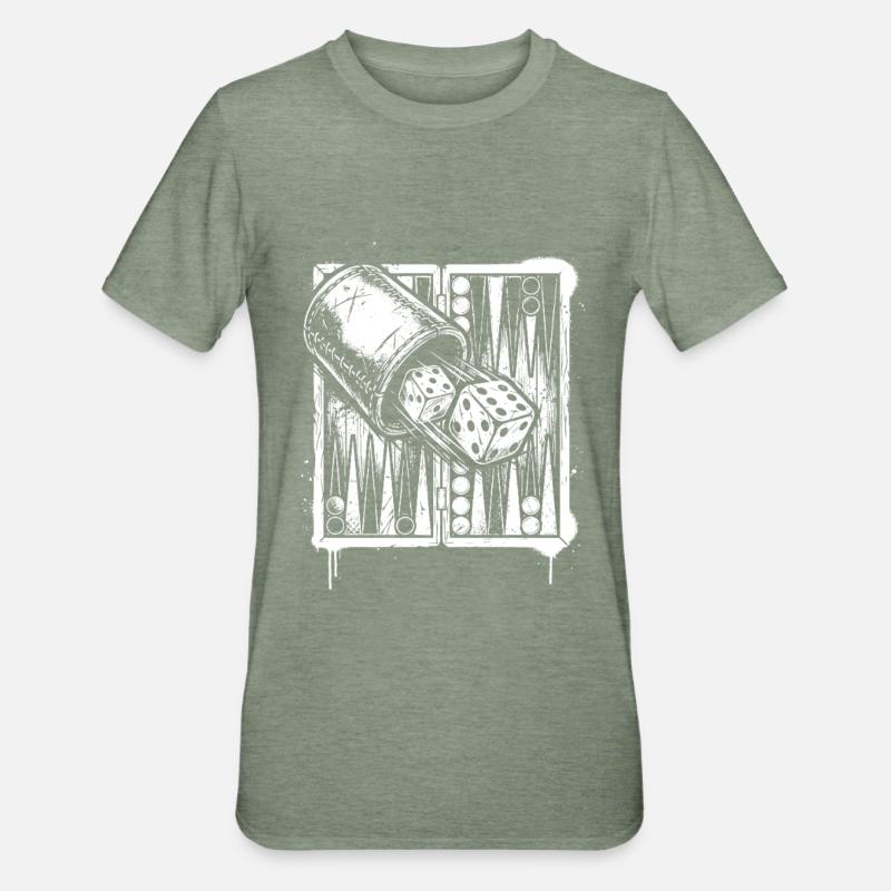 Backgammon | Jeu de société | Don - T-shirt polycoton Unisexe - vert kaki chiné