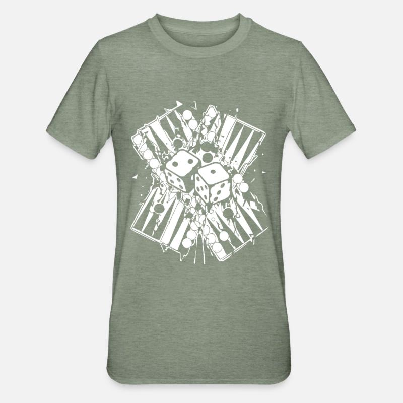 Backgammon | Jeu de société | Don - T-shirt polycoton Unisexe - vert kaki chiné