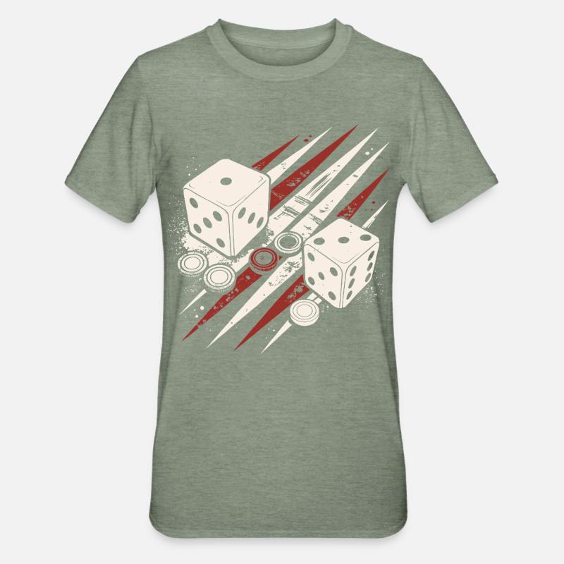 Backgammon | Jeu de société | Don - T-shirt polycoton Unisexe - vert kaki chiné