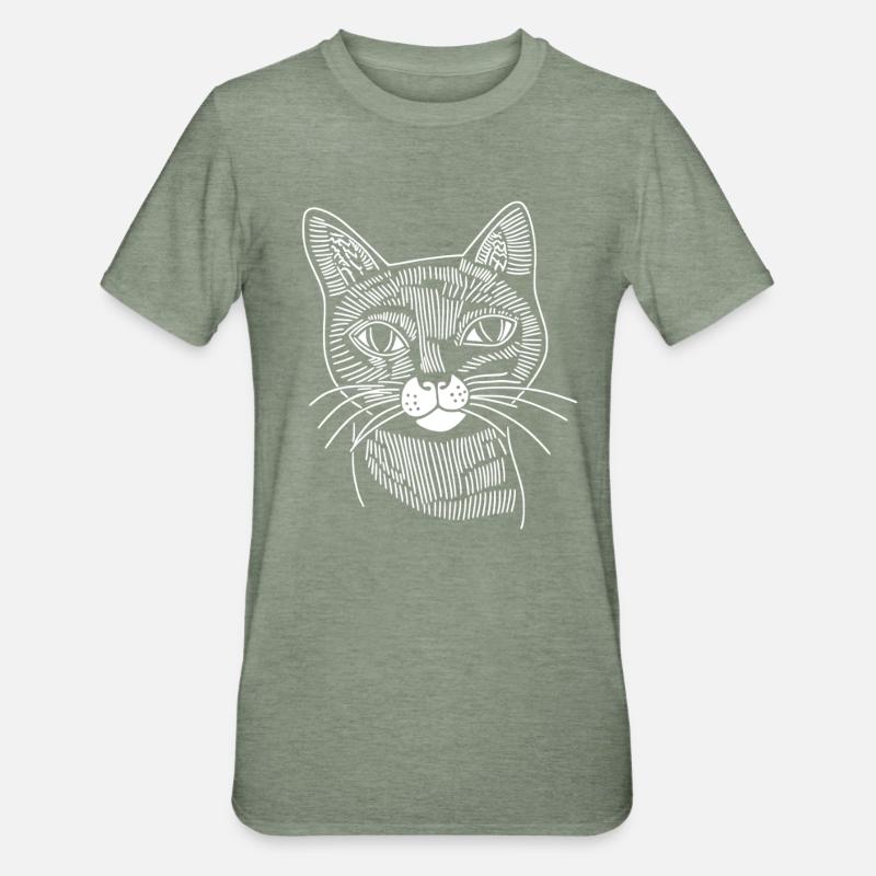 Cat - Unisex Polycotton T-Shirt - heather military green