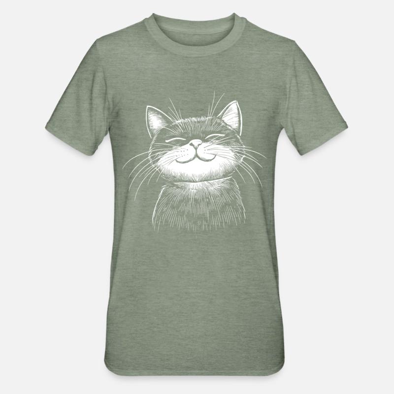 Cat Sketch - Unisex Polycotton T-Shirt - heather military green