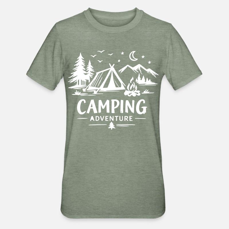 Camping Aventure - T-shirt polycoton Unisexe - vert kaki chiné