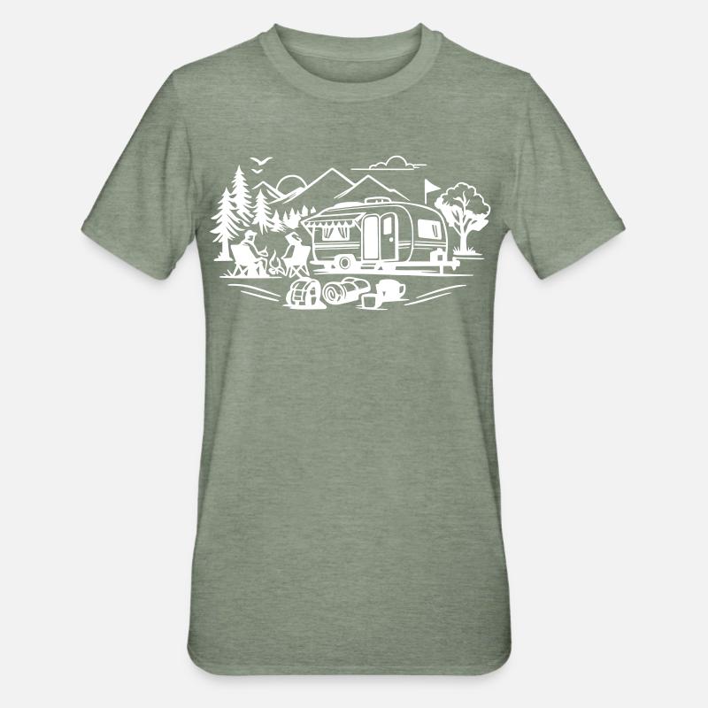 Camping - T-shirt polycoton Unisexe - vert kaki chiné