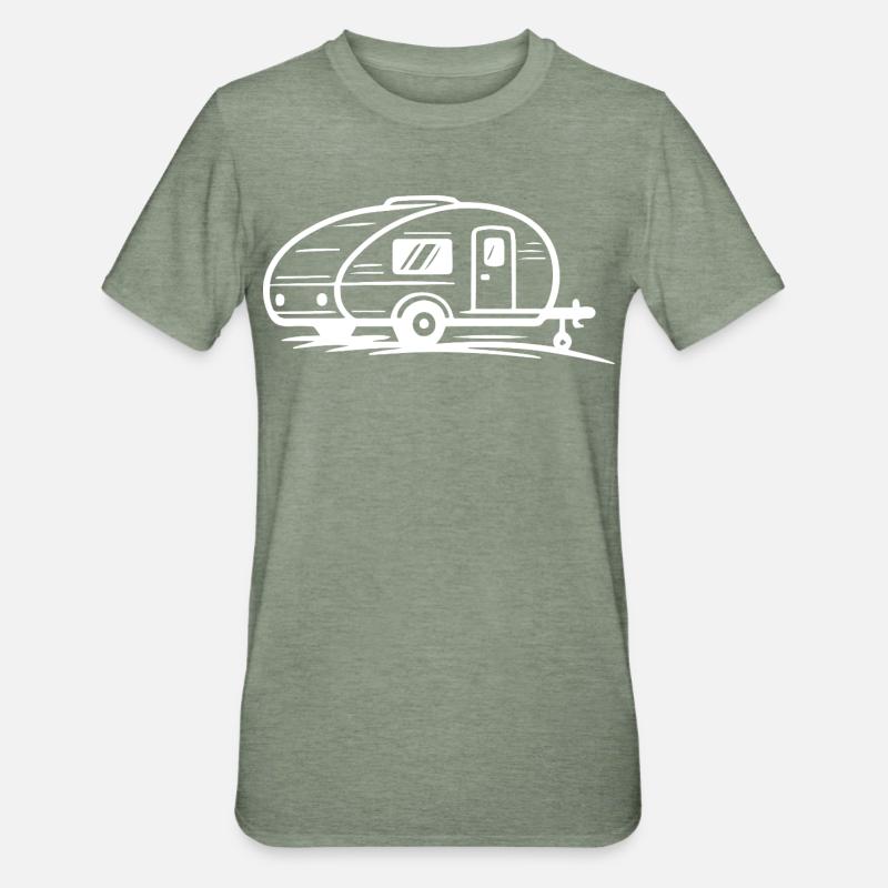 Camping Trailer - Unisex Polycotton T-Shirt - heather military green
