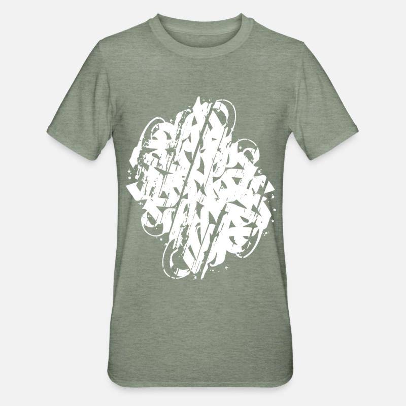 DIRTY ABSTRACT CALLIGRAPHY SHAPE - Unisex Polycotton T-Shirt - heather military green