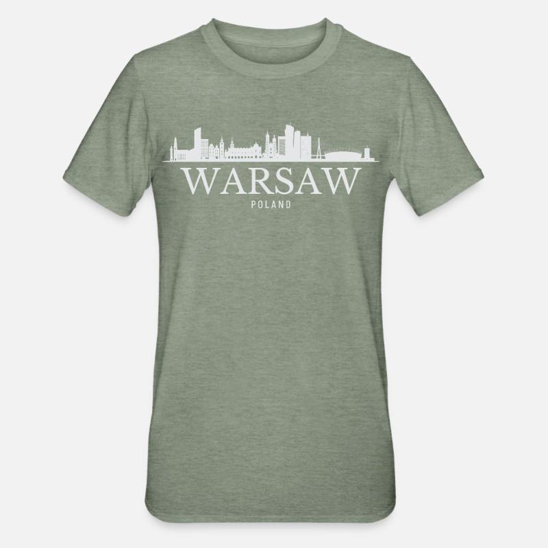 Horizon de Varsovie, Varsovie Pologne - T-shirt polycoton Unisexe - vert kaki chiné