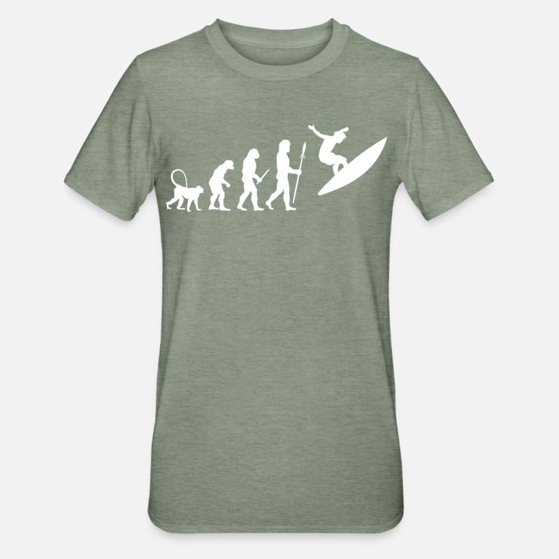 Évolution du surf - T-shirt polycoton Unisexe - vert kaki chiné