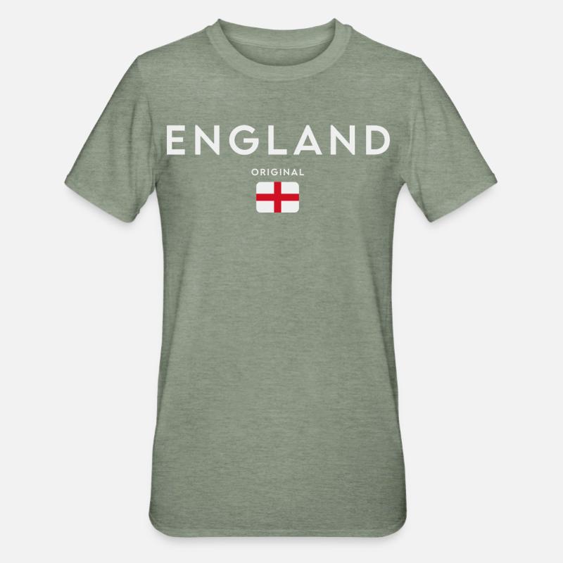 Drapeau de l’Angleterre, fierté britannique - T-shirt polycoton Unisexe - vert kaki chiné