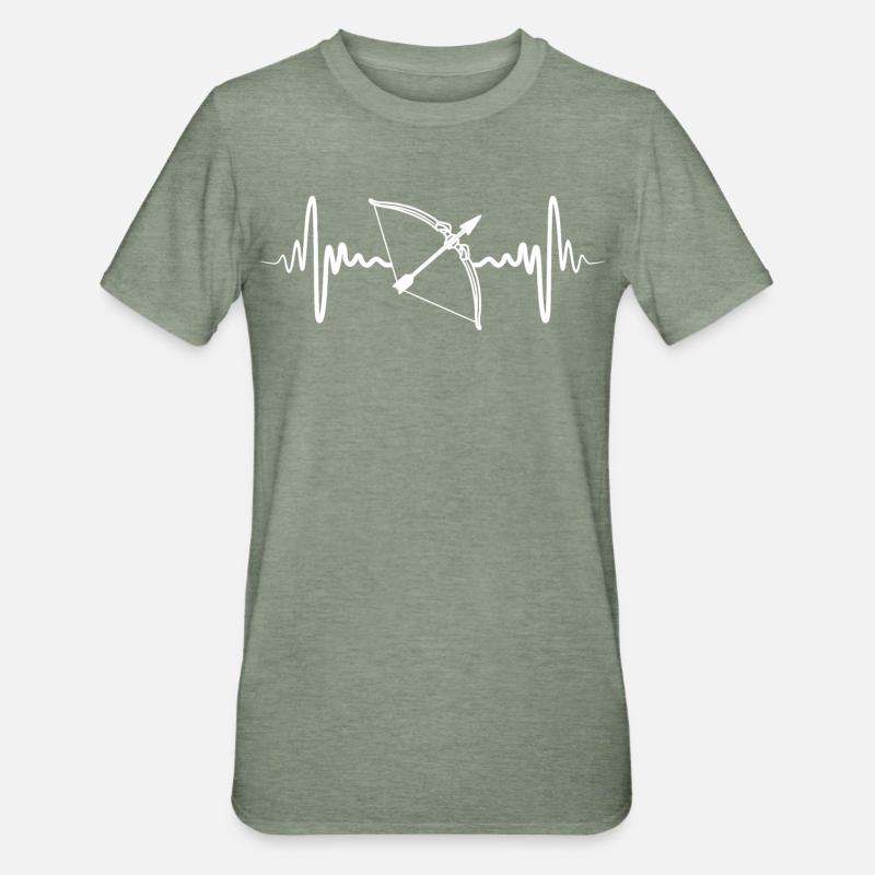 Kardiogramm Bogenschießen - Unisex Polycotton T-Shirt - Militärgrün meliert