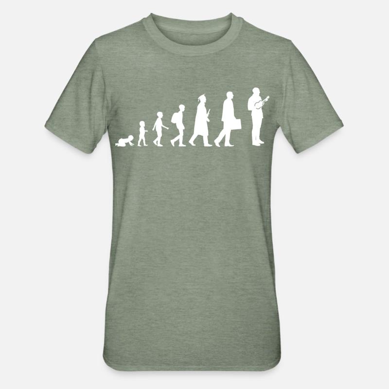 Evolution Ukulélé - T-shirt polycoton Unisexe - vert kaki chiné