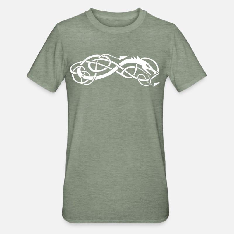 Serpent celte blanc - T-shirt polycoton Unisexe - vert kaki chiné