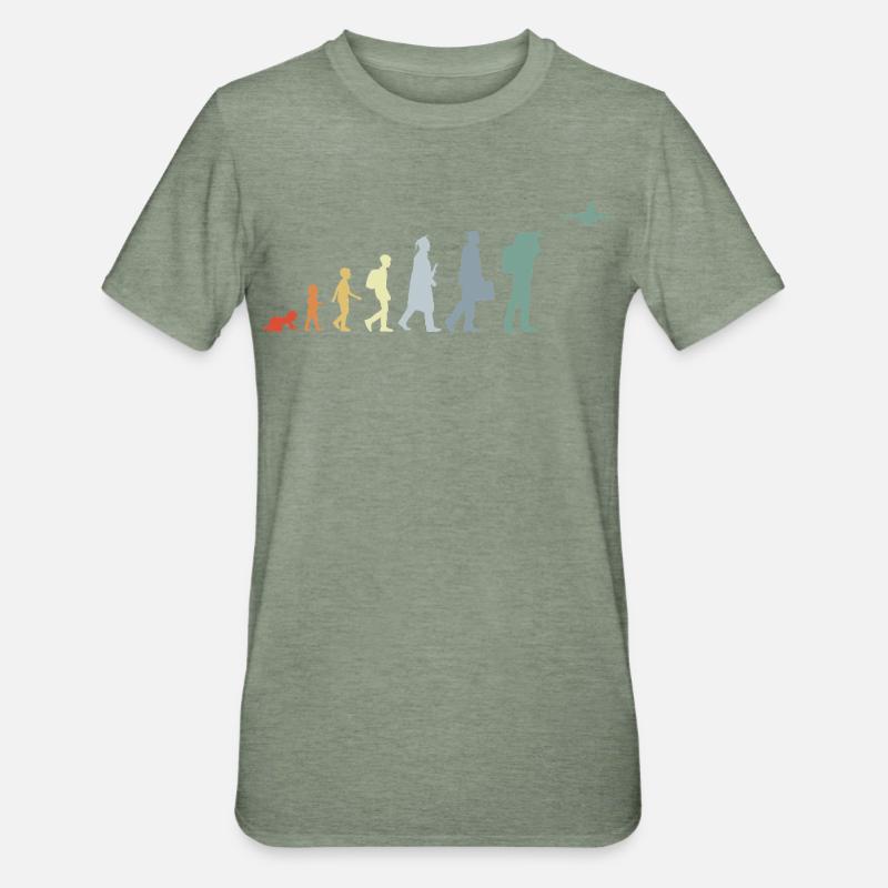 Évolution de l’observateur d’avion - T-shirt polycoton Unisexe - vert kaki chiné