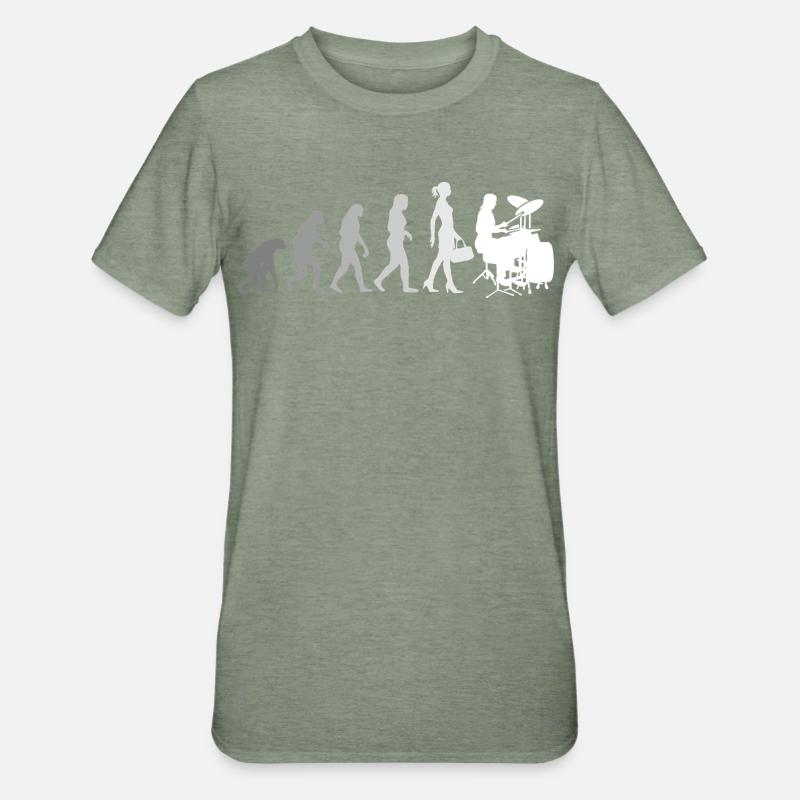 Evolution Schlagzeugerin Percussion Drummer - Unisex Polycotton T-Shirt - heather military green