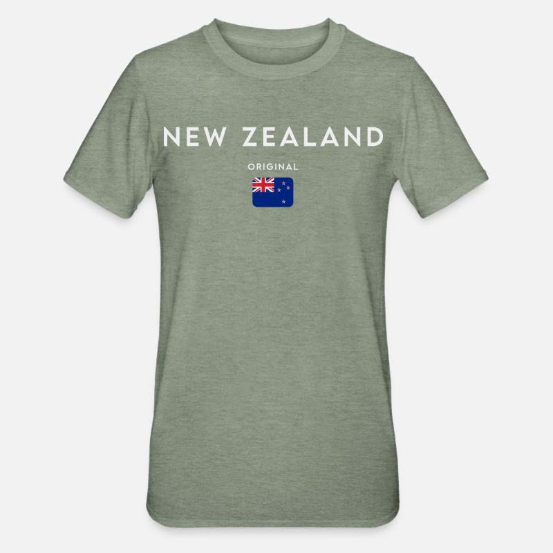 Drapeau de la Nouvelle-Zélande - T-shirt polycoton Unisexe - vert kaki chiné