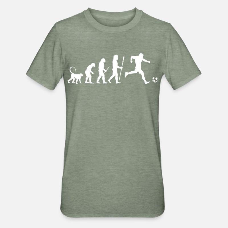 Fußball Evolution - Unisex Polycotton T-Shirt - Militärgrün meliert