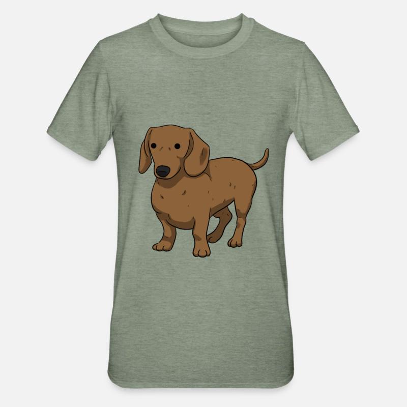 teckel - T-shirt polycoton Unisexe - vert kaki chiné