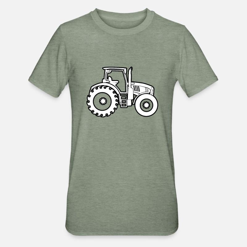 tractor - Unisex Polycotton T-Shirt - heather military green