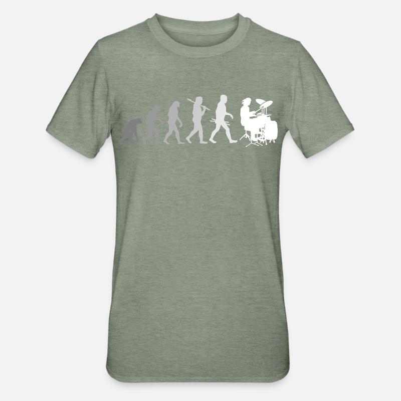 Evolution of Drums Drummer Shirt - Unisex Polycotton T-Shirt - heather military green