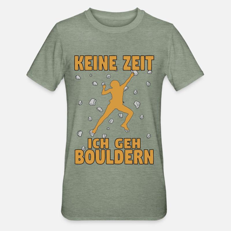 Boulder Bouldern Klettern Boulderer Bouldering - Unisex Polycotton T-Shirt - Militärgrün meliert