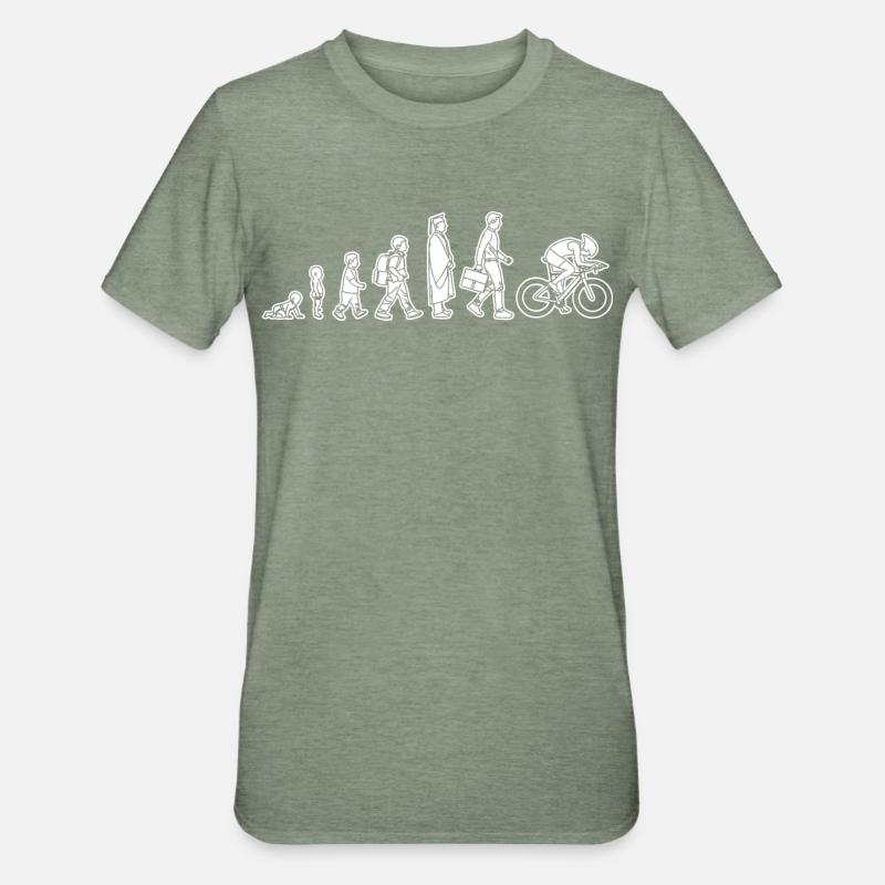 Evolution eines Radfahrers - Unisex Polycotton T-Shirt - Militärgrün meliert