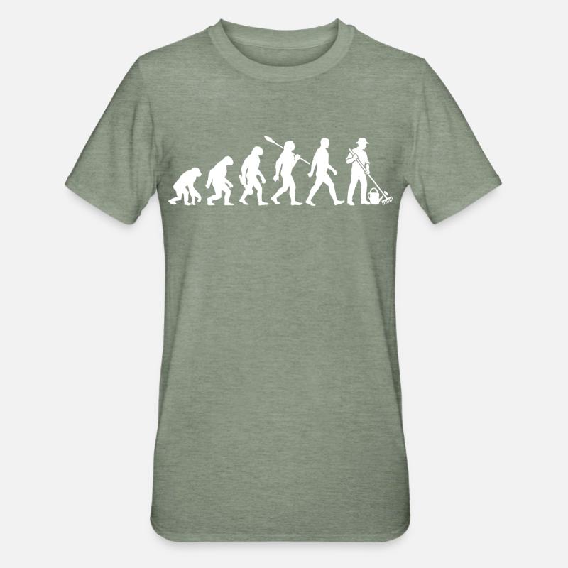 Evolution - Jardinier - Jardin - Jardinage - T-shirt polycoton Unisexe - vert kaki chiné