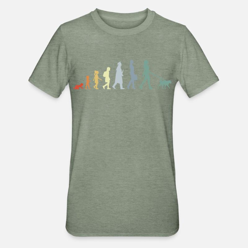 Hundebesitzerin Evolution - Unisex Polycotton T-Shirt - Militärgrün meliert