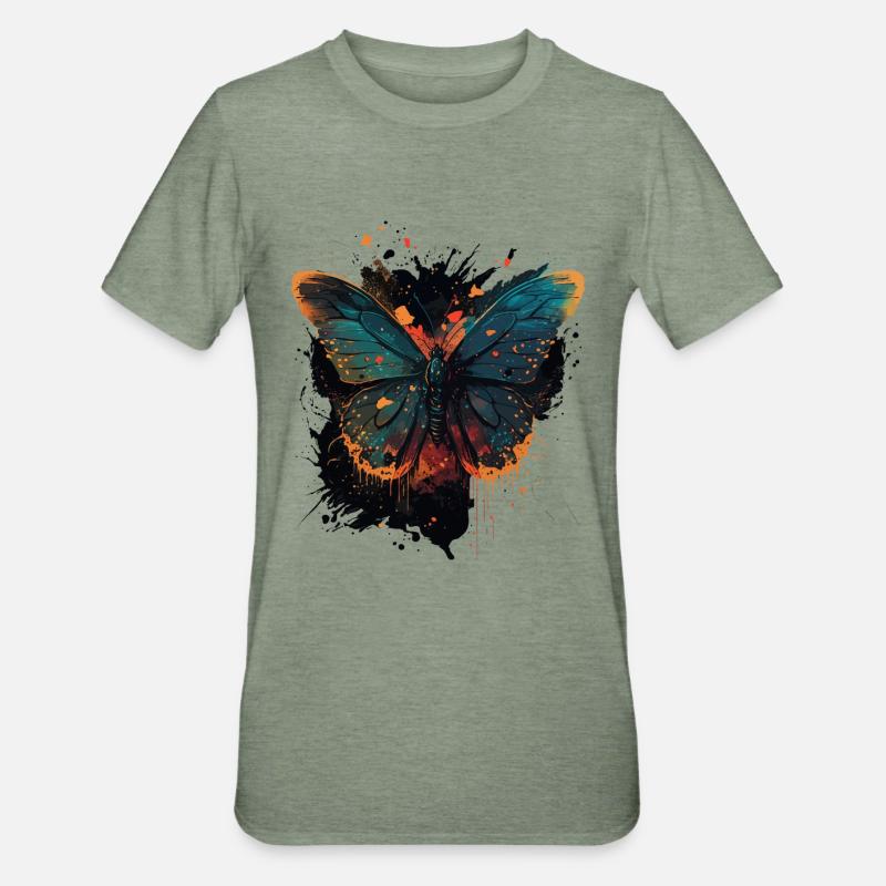 Nuances papillon - T-shirt polycoton Unisexe - vert kaki chiné