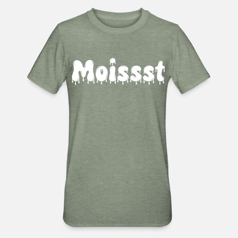 Feuchter tropfender Text - Unisex Polycotton T-Shirt - Militärgrün meliert