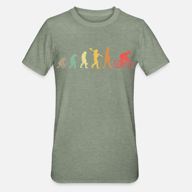 Evolution Cycling Bicycle Road Bike Development Retr - Unisex polycotton T-shirt - militærgrønmeleret