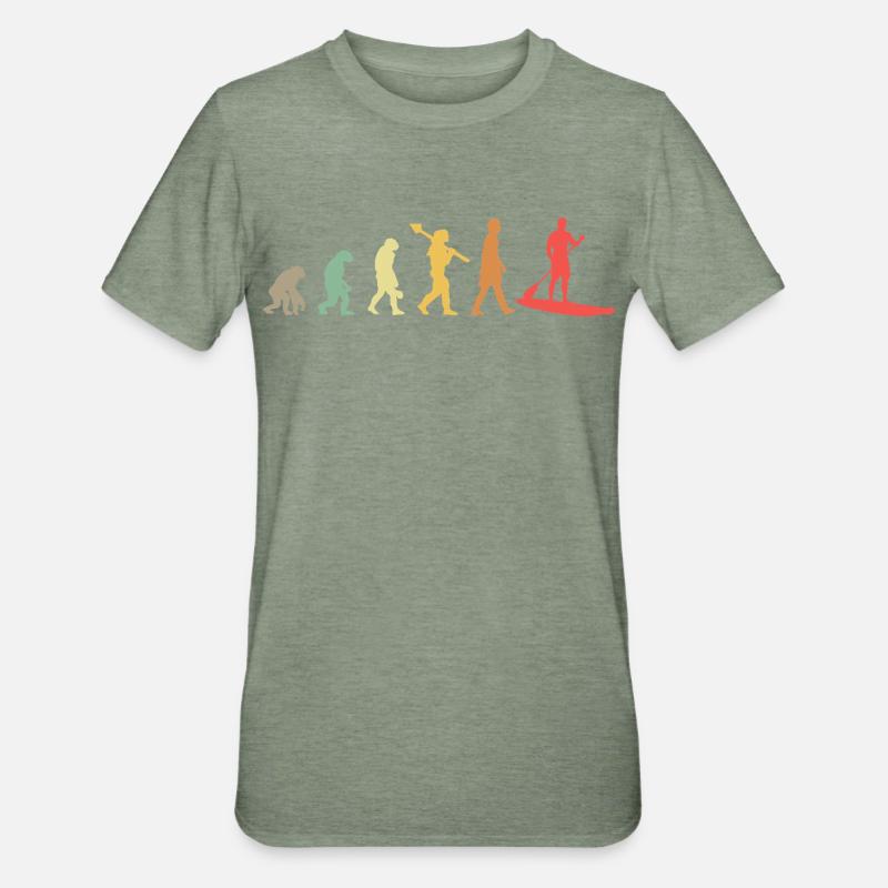 Kayak Evolution Kajak Entwicklung Retro - Unisex Polycotton T-Shirt - Militärgrün meliert