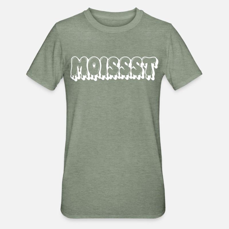 Feuchter tropfender Text - Unisex Polycotton T-Shirt - Militärgrün meliert