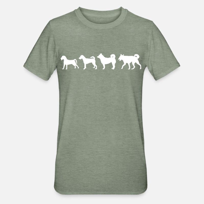 Hund Evolution - Unisex Polycotton T-Shirt - Militärgrün meliert