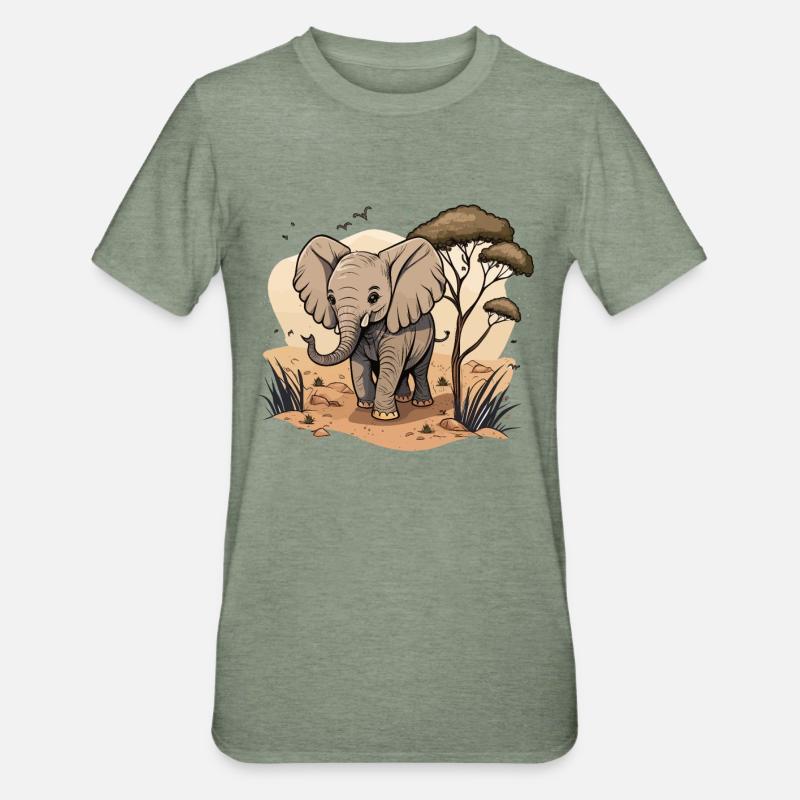 Riese der Savanne - Unisex Polycotton T-Shirt - Militärgrün meliert