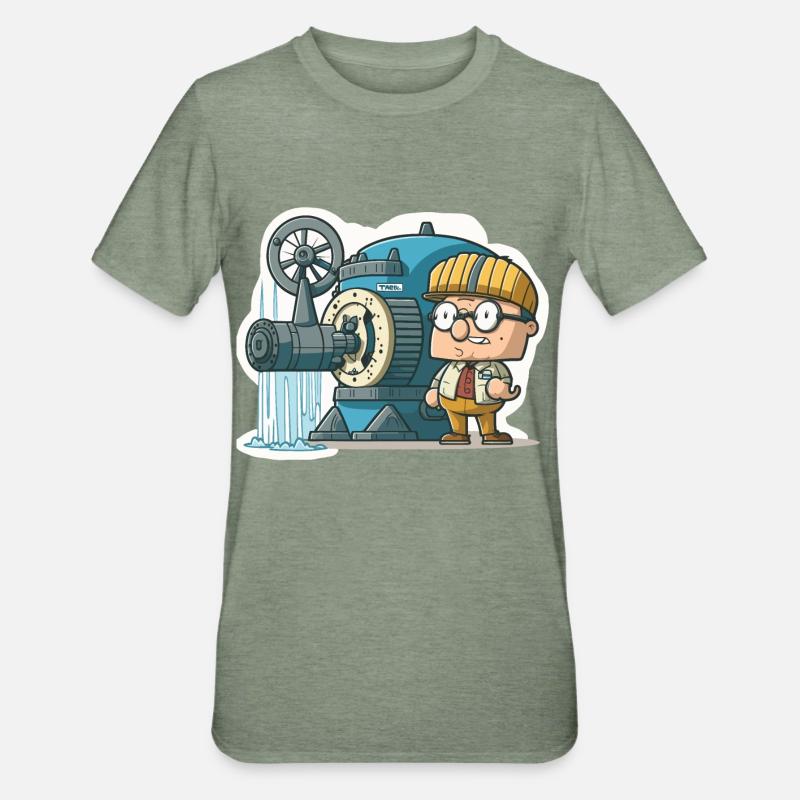 Puissance éolienne : énergie éolienne - T-shirt polycoton Unisexe - vert kaki chiné