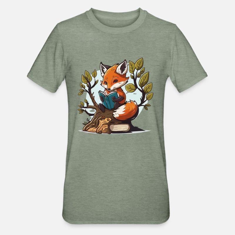 Studious Fox - Unisex Polycotton T-Shirt - heather military green
