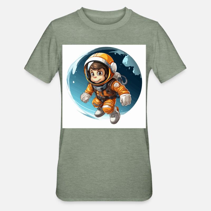 Le primate de l’espace - T-shirt polycoton Unisexe - vert kaki chiné