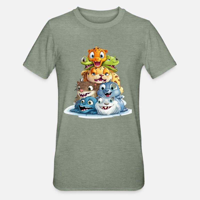 Les constructeurs de pyramides loufoques - T-shirt polycoton Unisexe - vert kaki chiné
