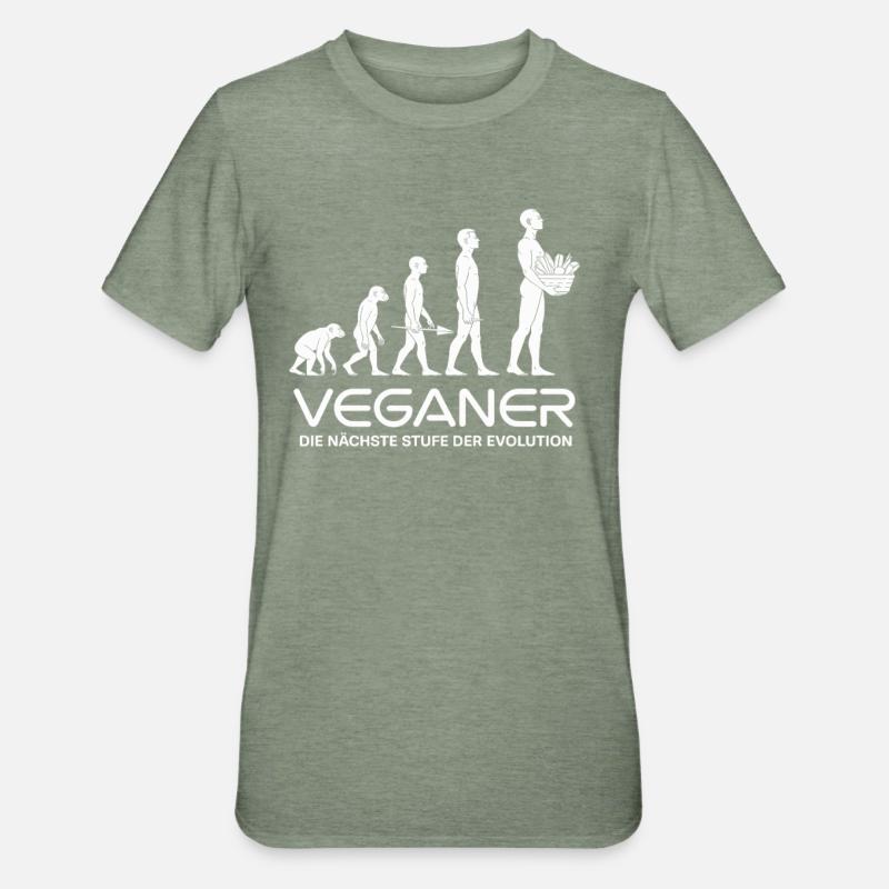 Veganer Evolution - Unisex Polycotton T-Shirt - Militärgrün meliert