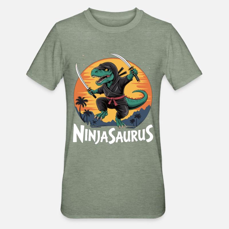 Ninjasaurus - Unisex Polycotton T-Shirt - Militärgrün meliert