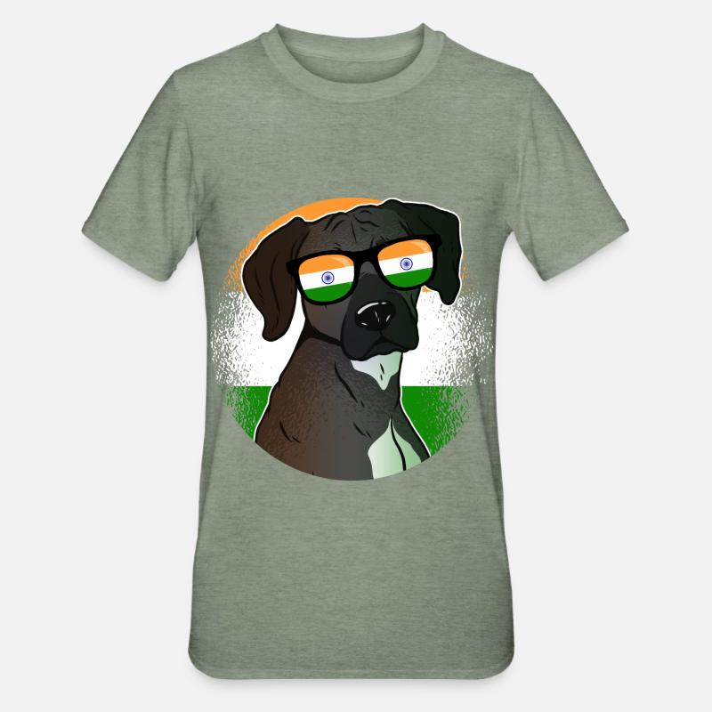 Inde - T-shirt polycoton Unisexe - vert kaki chiné