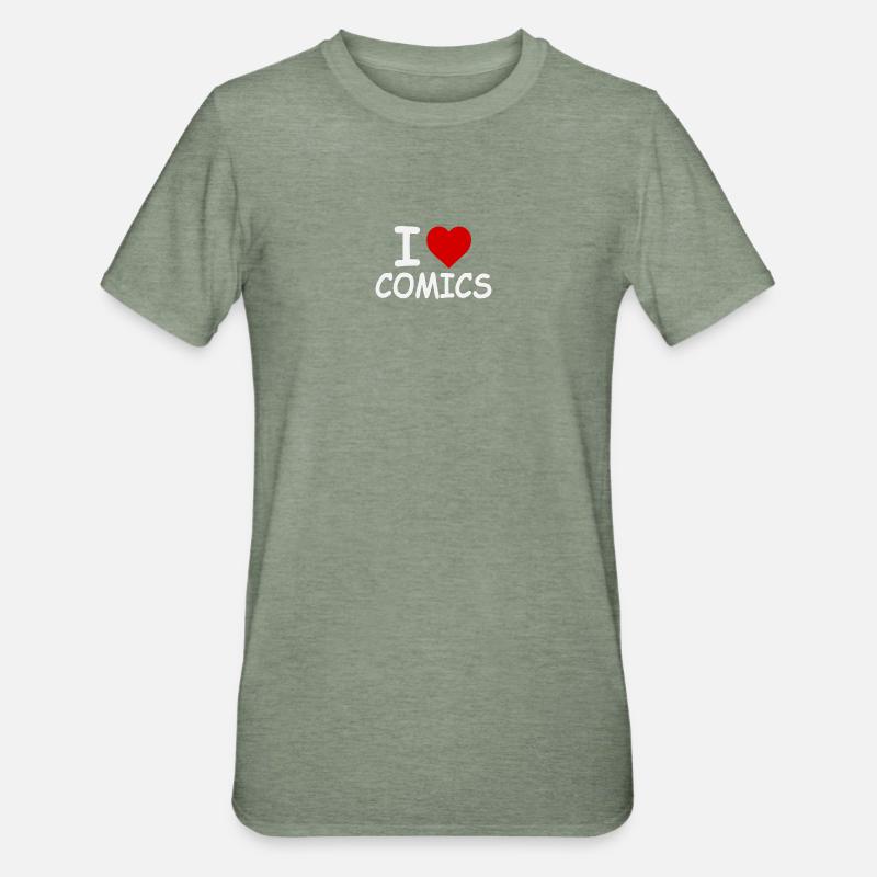 J’adore les comics - Rétro Bold - T-shirt polycoton Unisexe - vert kaki chiné