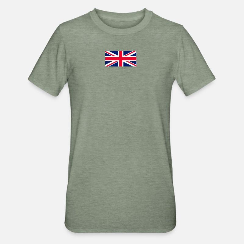 Drapeau du Royaume-Uni (petit) - T-shirt polycoton Unisexe - vert kaki chiné