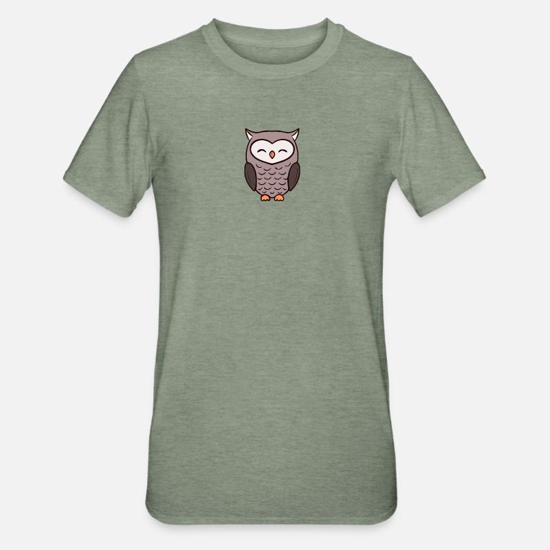 Eule Eulen - Unisex Polycotton T-Shirt - Militärgrün meliert