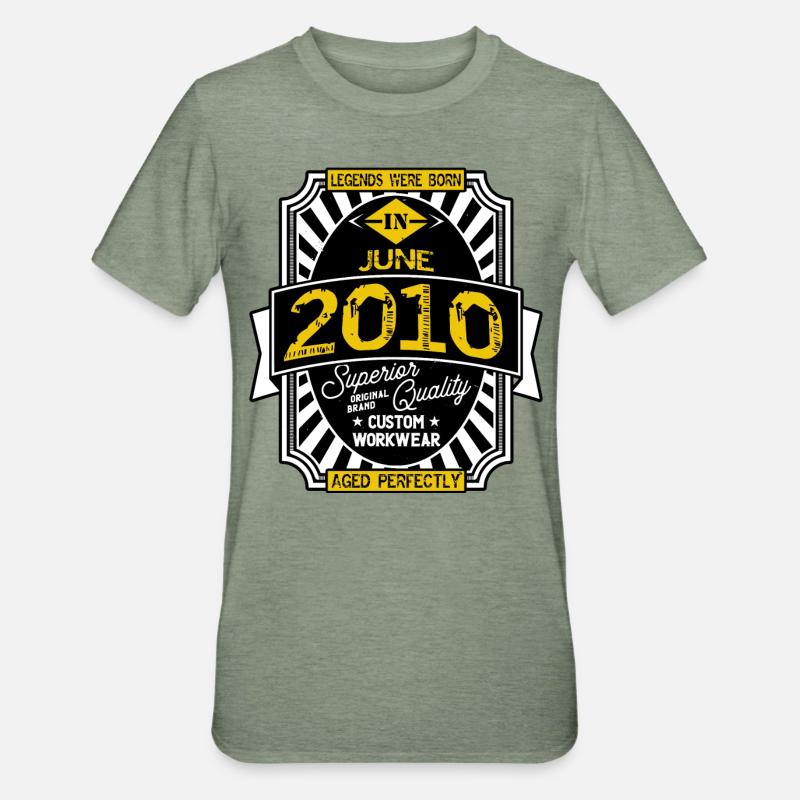 2010 JUNI - Unisex Polycotton T-Shirt - Militärgrün meliert